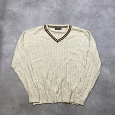 Nautica Jumper Mens 2XL Cable Knit Cotton Tennis Collegiate Sweater, Beige