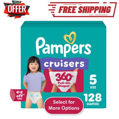 Pampers Cruisers 360 Diapers Size 5 128Ct Stretch Waist Pull On Fit
