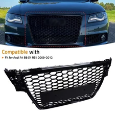 HONEYCOMB SPORT MESH RS4 STYLE HEX GRILLE GRILL BLACK FOR 09-12 AUDI A4/S4 B8 8T