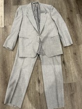 Vintage Yves Saint Laurent Light Gray Suit 42R Jacket, 32x30 Pants, Wool, France