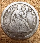 1856 Seated Liberty Dime 10C United States Silver Coin Circulated