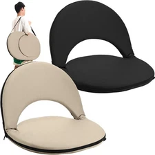 2 Pcs Stadium Seats Floor Chairs 29.53 x 21.65 x 2.17 inches, Black and Khaki 