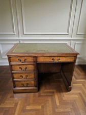 An Antique Style Mahogany Leather Topped Office Desk ~Delivery Available~
