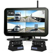 7/5'' DVR Monitor Wireless 2X Backup Camera Solar Magnetic BSD Kit for RV Truck