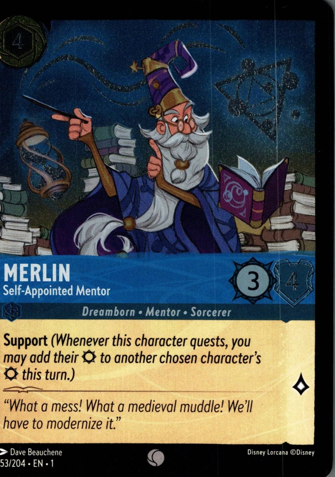 Merlin - Self-Appointed Mentor 153/204 The First Chapter Lorcana Cold Foil NM
