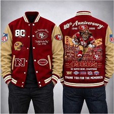 San Francisco 49ers Football 80th Anniversary Baseball Jacket San Francisco 49ers Football 80th Anniversary Baseball Jacket