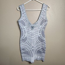 WOW Couture Wmns Multicolor Metallic Gray/White Sweater Knit Bodycon Dress-Sz M