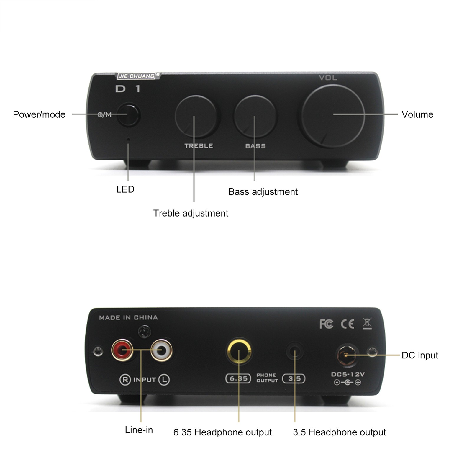 Desktop Headphone Amplifier One-key High-Low Gain Switching Treble Bass TVBE