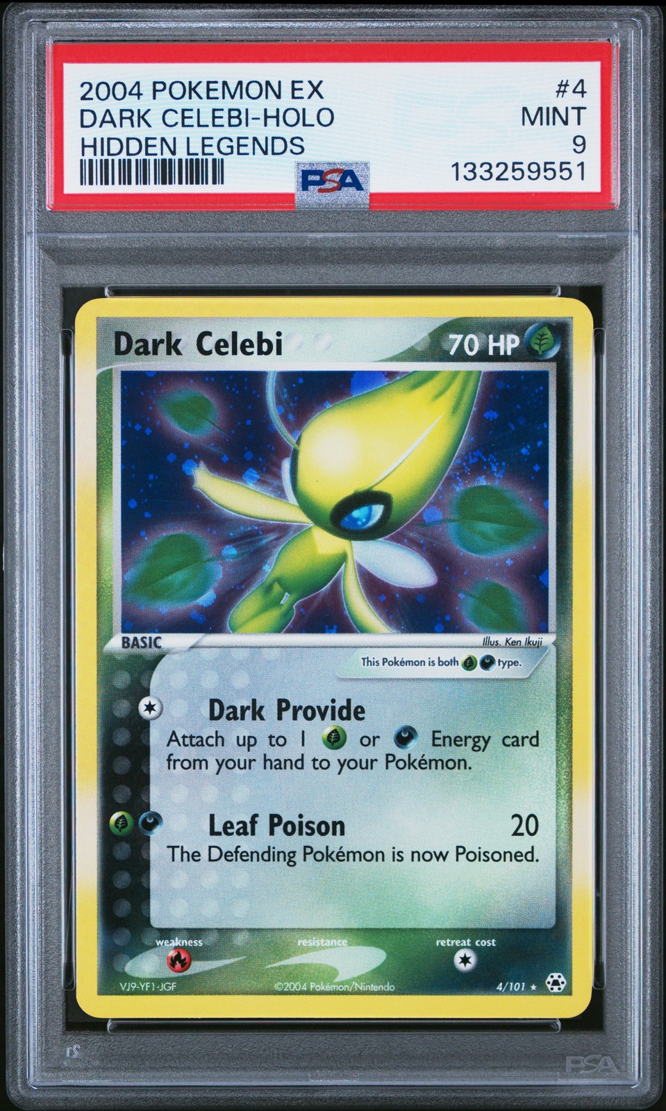 DARK CELEBI HOLO 4/101 HIDDEN LEGENDS POKEMON PSA 9 (SWIRL)
