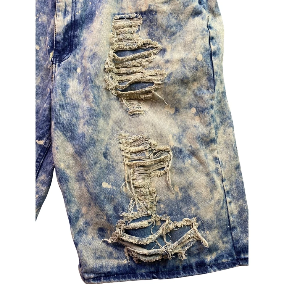 Lion Dynasty Shorts Mens 46 Thrashed Distressed Bleach Hip Hop Baggy Streetwear - Image 3 of 4