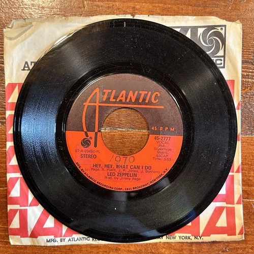 Classic Rock 45 Record Led Zeppelin Atlantic 1970 Immigrant Song VG VTG Original