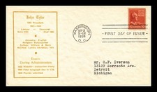 US COVER JOHN TYLER PRESIDENTIAL SERIES FDC SCOTT 815 THERMOGRAPHED CACHET