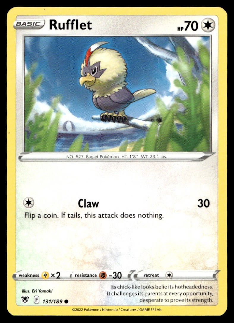 Rufflet 131/189 Pokemon Card Astral Radiance Common 70 HP Lightly Played E49