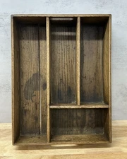 Antique Primitive Old Wooden Utensil Cutlery Box Tray Country Farmhouse Dovetail