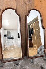 Pair of Vintage Wooden Arched Bedside Mirrors Classic Traditional Style