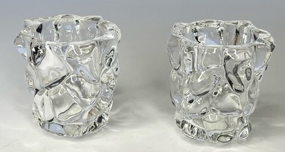 PartyLite Glacier Lights Votive Holder Pair P7657 Retired Clear Glass 3x3 W/ Box