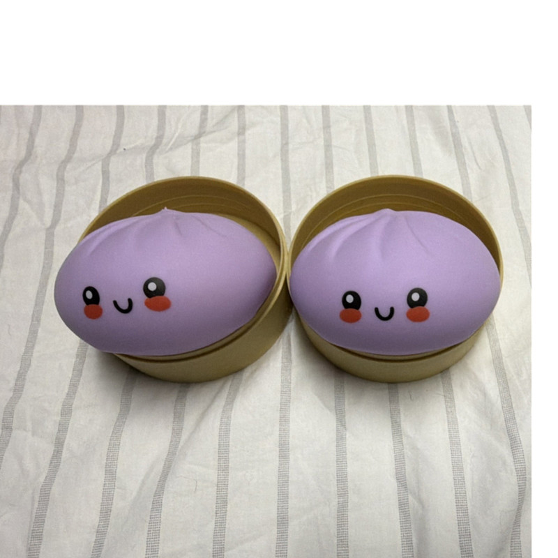 2x Purple Smiley Face Squishy Mochi Squeeze Ball Stress Reliever Rubber