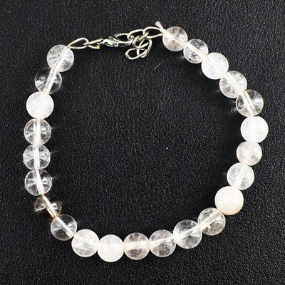 Absolut traumhaftes weißes Quarz 89,00 kt Perlen Top Armband RK 42 E840
