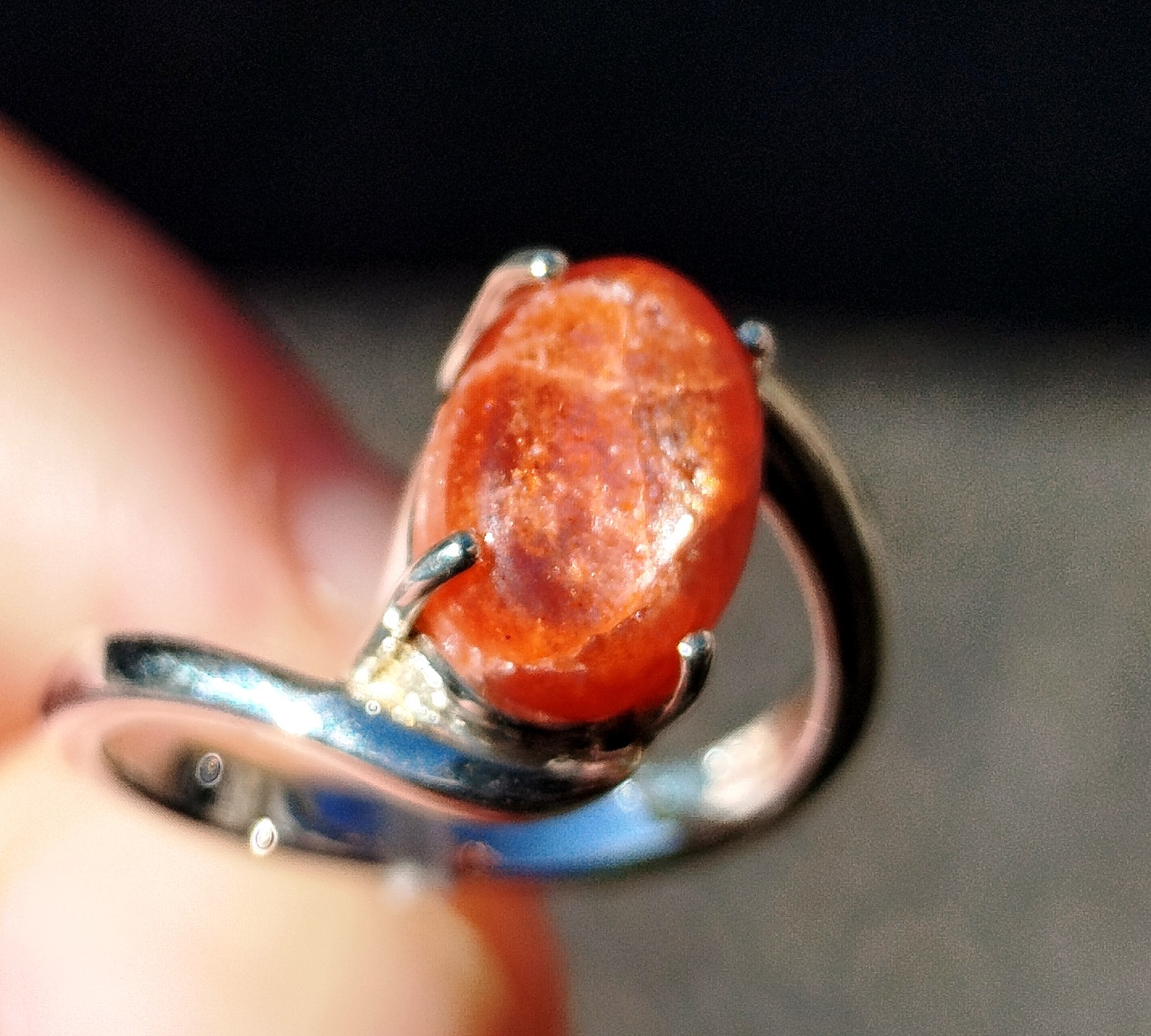 Bague Pierre de Soleil argent 53,5 - Bijou lithothérapie véritable