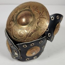 Vintage Wide Boho Disc Concho Leather Studded Belt Festival Copper Brass 24  -38  