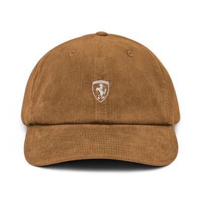 Corduroy Dad Hat Camel Tan Embroidered Racing Logo F1 Fan Cap Unisex Vintage