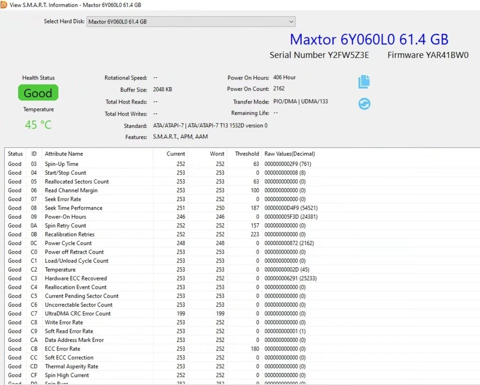 Maxtor 6Y060L0 HDD, 60Gb, 3.5" , IDE/ATA/ATAPI-7/ATA133 - Tested w/ pics - Image 3 of 4