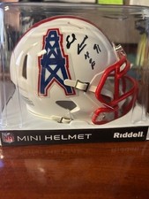Earl Campbell Houston Oilers Signed Mini Helmet Inscribed HOF 91 Tristar Cert