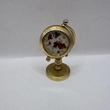 Vintage Geneva Quartz Desk Clock Gold World Map Globe Design Ornament