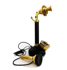 Brass Rotary Antique Candle Stick Phone Dial Wire Telephone Vintage Home Decor