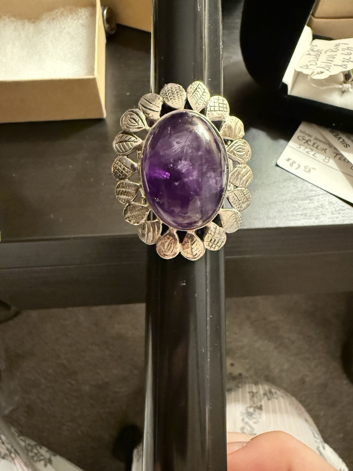 Amethyst Statement Ring Floral Design Sterling Si… - image 2