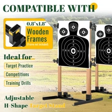 Pair H-Shape Steel Adjustable 11"-24" Target Stand For Paper Silhouette Shooting