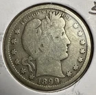 1899 Barber Quarter 25C Silver U.S. Coin - VG Detail