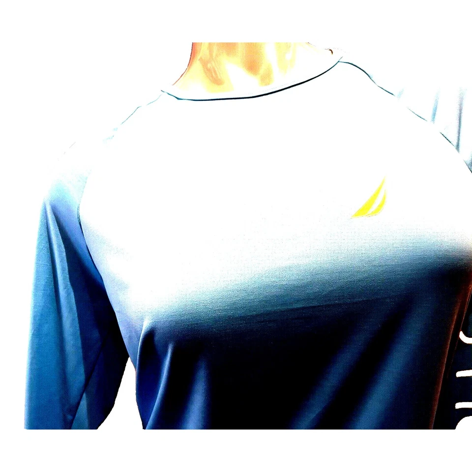 Top de mujer Nautica Periwinkle azul ropa deportiva manga larga talla mediana 8 10 Foto 3 de 4