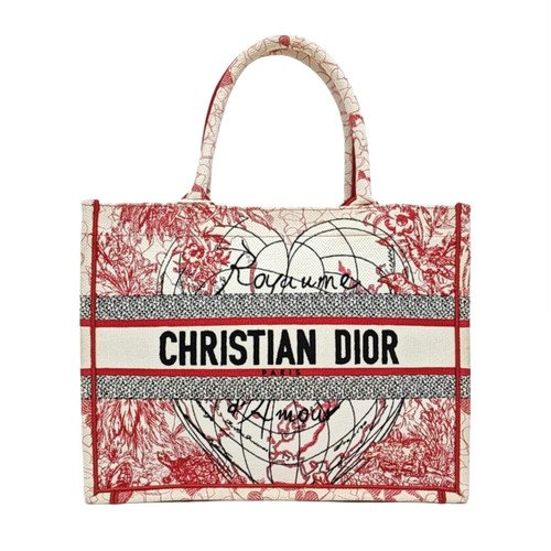 【Authentic】 DIOR Book Tote Red Cloth Handbags (DDP)