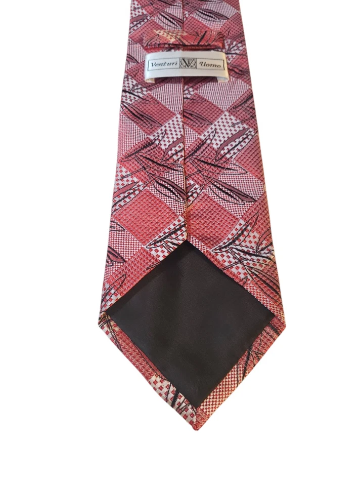 Corbata de diseñador Venturi Uomo para hombre de lujo roja blanca negra geométrica floral Foto 4 de 4