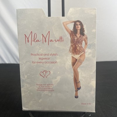 Mila Marutti Diana Thigh Highs Nude  Stay Up Stockings Size XL Grey