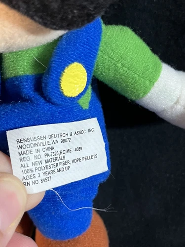 Vintage Nintendo 64 Luigi Beanbag Plush Doll w Tush Tag (BD&A, 1997) - Picture 3 of 5