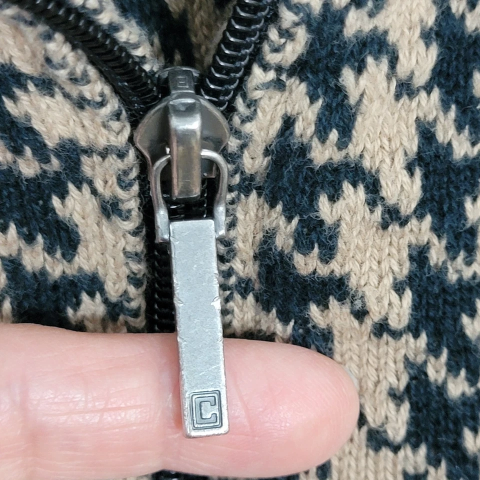 Chaps Ralph Lauren Suéter Chaqueta Mujer S* Negro Marrón Pata de Gallo Moto Cárdigan Foto 4 de 4