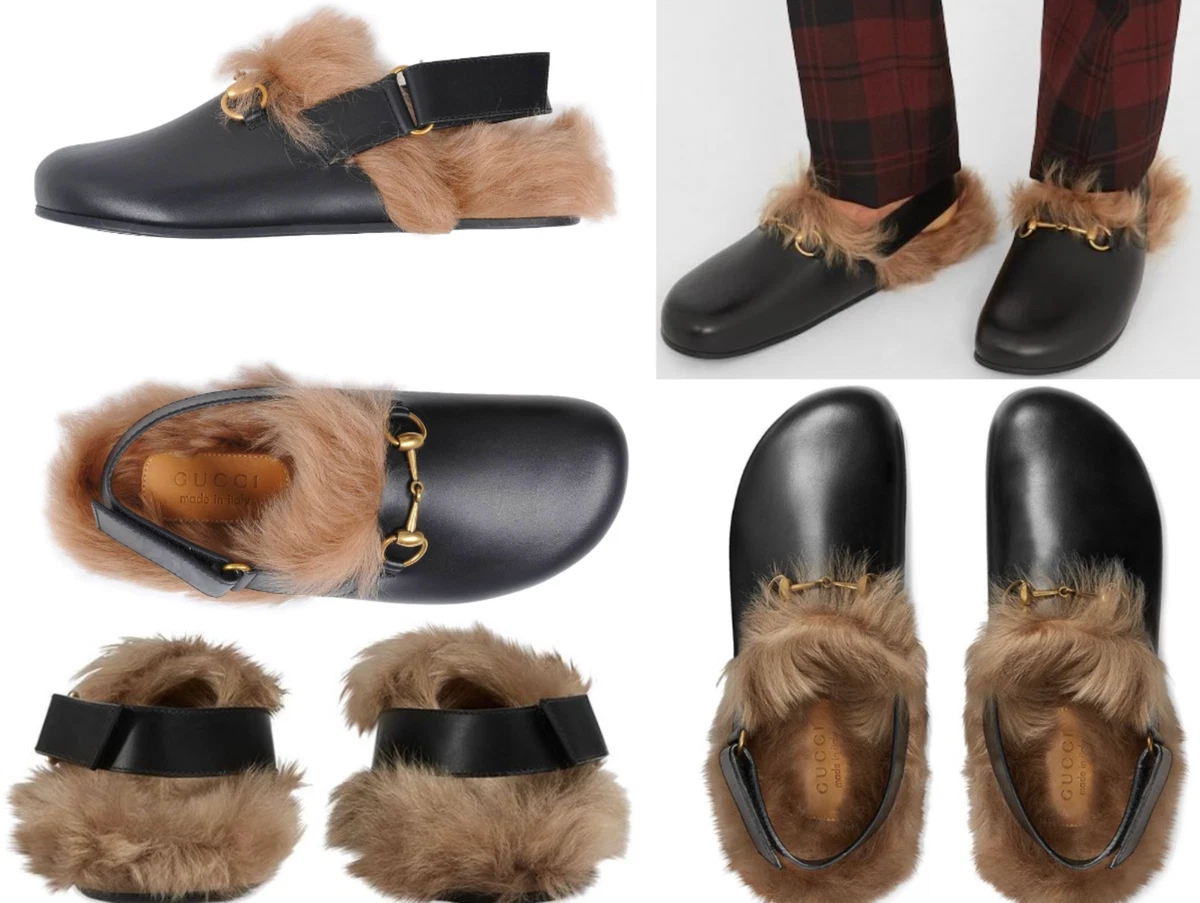 Gucci fur slides cheap sale
