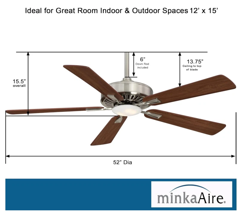Minka Aire LED 52" Ceiling Fan F556L-BN/DW Brushed Nickel, Dark Walnut blades - Image 3 of 4