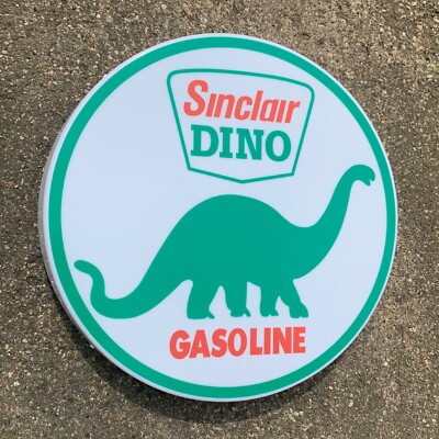 SINCLAIR DINO BENZIN LED BELEUCHTET LEUCHTKASTEN SCHILD GAS ÖL BENZIN AUTOMOBILIA