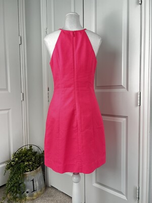 Stunning Lilly Pulitzer Bungalow Pin Hot Pink Gold Crochet Shift Dress Size  4 | eBay