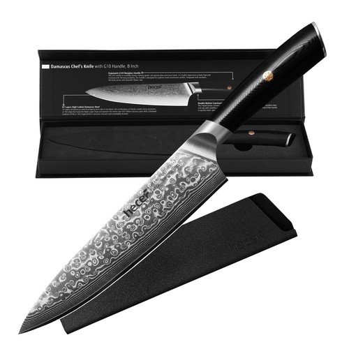 Hecef 8in Damascus Chef Knife Professional Japanese VG10 Steel Extra Sharp Knife - Picture 10 of 10