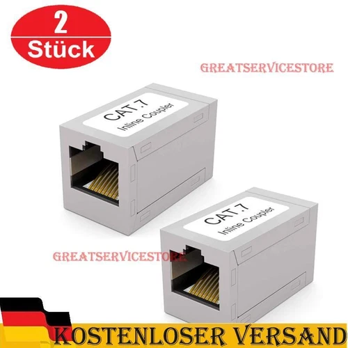 2x CAT 7 Netzwerk RJ45 Verbinder für Patchkabel LAN Netzwerkkabel Kupplung DSL