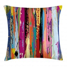 Abstract Throw Pillow Cushion Cover, 20" x 20" Pack of 1 Rainbow Color