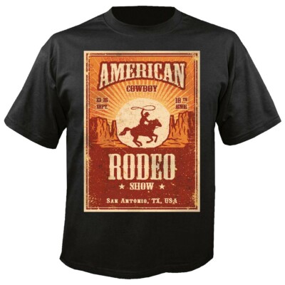 T-Shirt AMERICAN RODEO COWBOY PFERDE REITEN REITER PFERDESPORT PFERDEKOPF