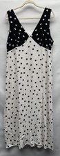 ASOS Design Linen V Neck Polka Dot Maxi dress Mix & Match Black & White Sz. 14
