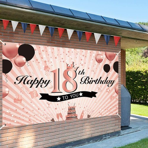 Luxiocio Happy 18. Geburtstag Banner Deko für Mädchen, rosegold  - Bild 4 von 8