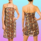 KINIKI TAN THROUGH DRESS BEACH SUMMER COVER UP RUCHED SNAKE PRINT SIZE 8 10 12