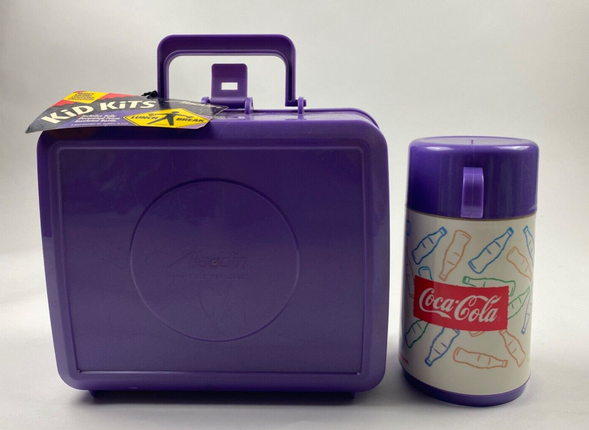 Vintage Plastic 1996 Coca Cola Lunch Box Purple Coca Cola Polar